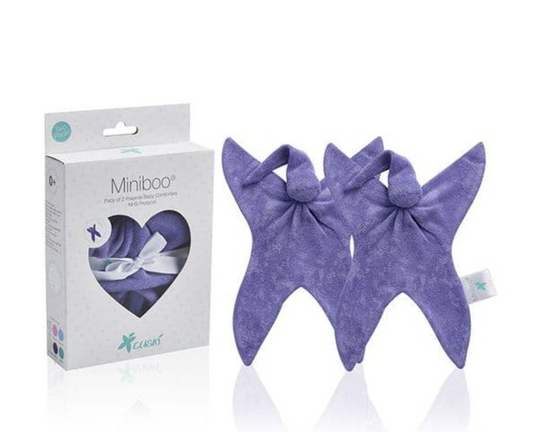 Cuski Premature Baby Bonding Comforter Miniboos 2 pack, Purple Berry