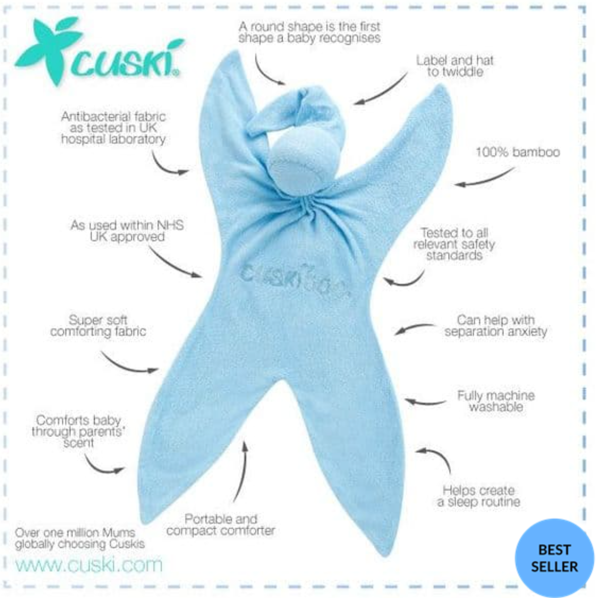 Cuski Baby Comforter Blue-ee-Boo (Bamboo)