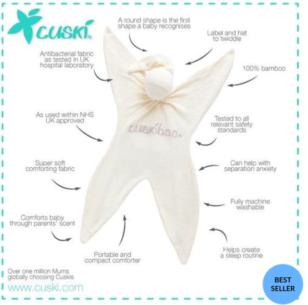 Cuski Baby Comforter Cuskiboo Cream (Bamboo)